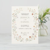 Faire invitation de mariage à bordure florale pêch (Debout devant)