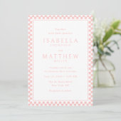 Faire invitation de mariage à cadre à damier rose (Debout devant)