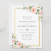 faire invitation de mariage à cadre floral rose (Devant)