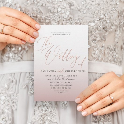 Faire invitation de mariage à calligraphie en or r