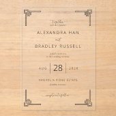 Faire invitation de mariage à clé grecque noire (Recto)