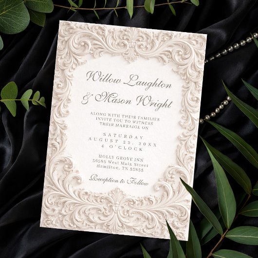 Faire invitation de mariage à défilement rococo iv