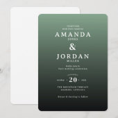 Faire invitation de mariage à dégradé vert élégant (Devant / Derrière)