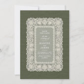 Faire invitation de mariage à dentelle Save the Da (Devant)