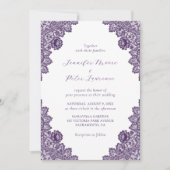 Faire invitation de mariage à dentelle violette (Devant)