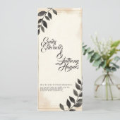 Faire invitation de mariage à feuille vert foncé (Debout devant)