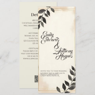 Faire invitation de mariage à feuille vert foncé