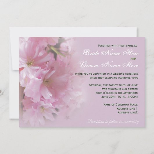 Faire invitation de mariage à fleur de cerisier ro (Devant)
