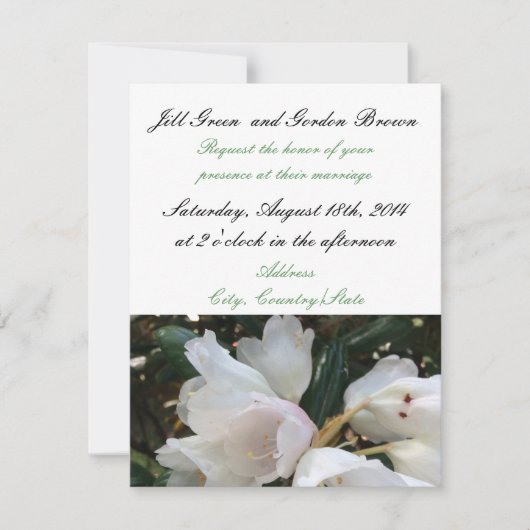 Faire invitation de mariage à fleurs blanches élég (Devant)