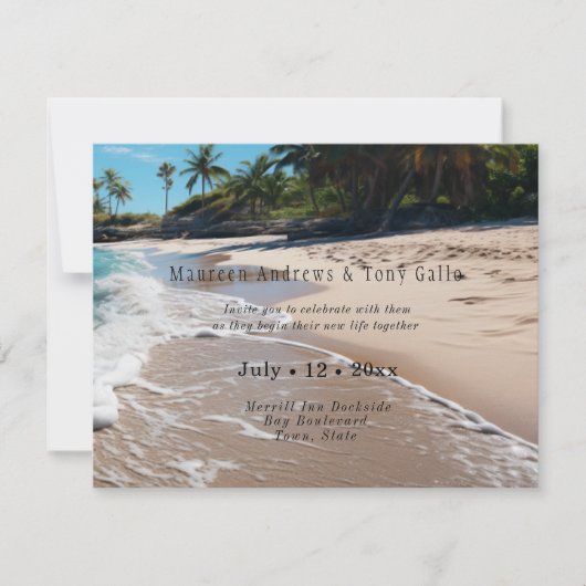 Faire invitation de mariage à la plage (Devant)