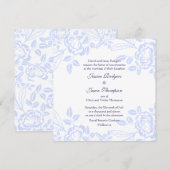 Faire invitation de mariage à la rose bleue douce (Devant / Derrière)
