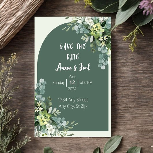 Faire invitation de mariage à la sauge verte