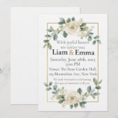 Faire invitation de mariage à la verdure de rose b (Devant / Derrière)