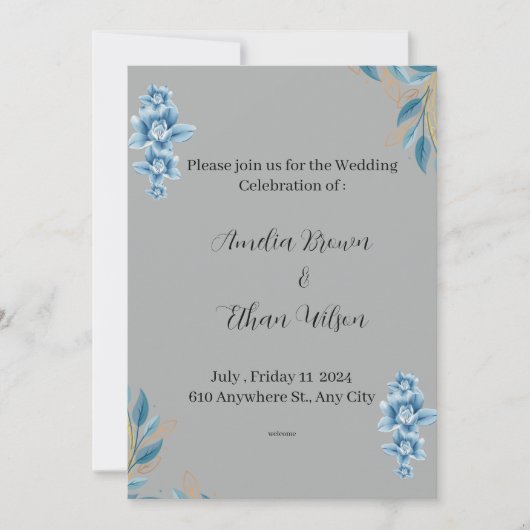Faire invitation de mariage à l'aquarelle (Devant)