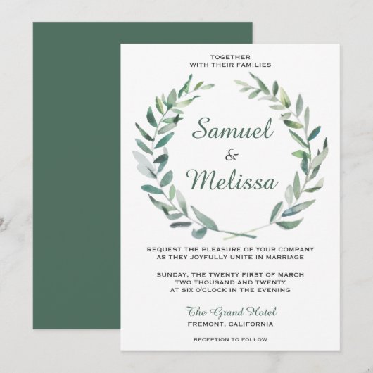 Faire invitation de mariage à l'aquarelle avec bra (Devant / Derrière)