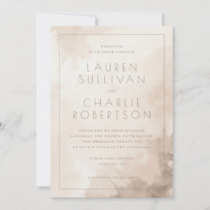 Faire invitation de mariage à l'aquarelle beige él
