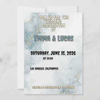 Faire invitation de mariage à l'aquarelle bleue et