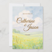 Faire invitation de mariage à l'aquarelle colline (Devant)
