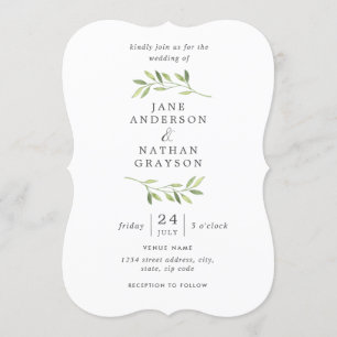 Faire invitation de mariage à l'aquarelle de feuil
