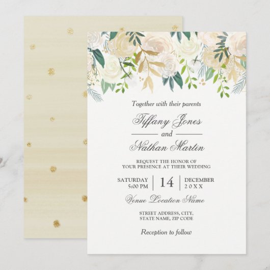 Faire invitation de mariage à l'aquarelle florale (Devant / Derrière)
