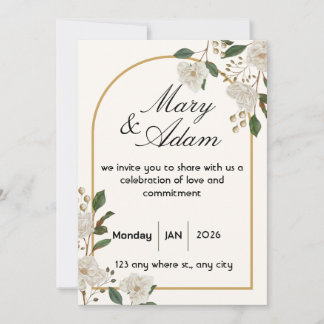 Faire invitation de mariage à l'arche de rose blan
