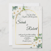 Faire invitation de mariage à l'arche florale blan (Devant)