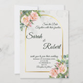 Faire invitation de mariage à l'arche florale rose (Devant)