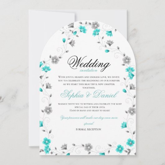 Faire invitation de mariage à l'arche florale sarc (Devant)