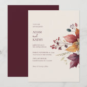 Faire invitation de mariage à l'automne avec feuil (Devant / Derrière)