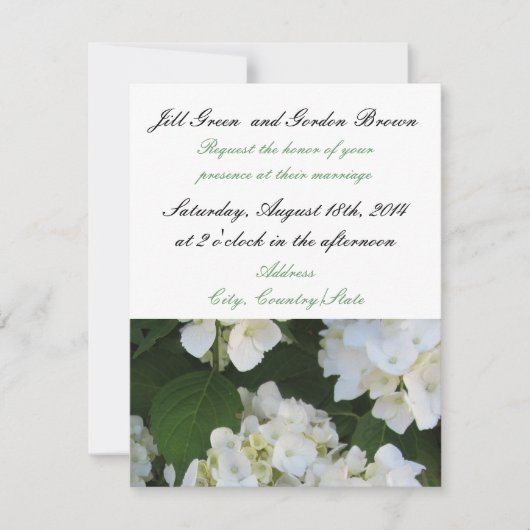 Faire invitation de mariage à l'hydrangea blanc él (Devant)
