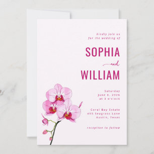 Faire invitation de mariage à l'orchidée rose