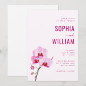 Faire invitation de mariage à l'orchidée rose (Devant / Derrière)