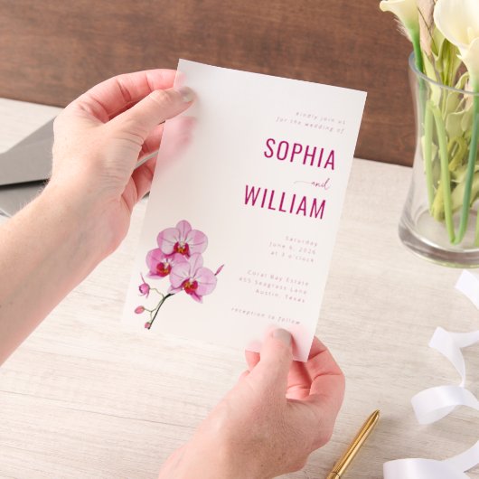 Faire invitation de mariage à l'orchidée rose (Ordinateur de poche)