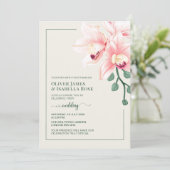 Faire invitation de mariage à l'orchidée rose doux (Debout devant)