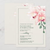 Faire invitation de mariage à l'orchidée rose doux (Devant / Derrière)