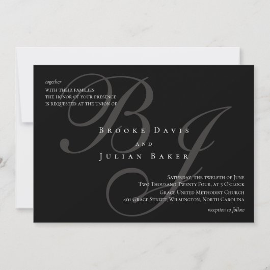 Faire invitation de mariage à monogramme (Devant)