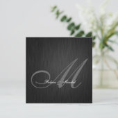 Faire invitation de mariage à monogramme noir (Debout devant)