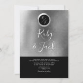 Faire invitation de mariage à monogramme noir (Devant)