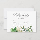 Faire invitation de mariage à motif de feuille bot (Devant)