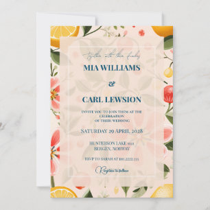 Faire invitation de mariage à motif floral et rose