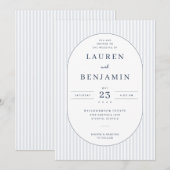 Faire invitation de mariage à rayures bleues (Devant / Derrière)