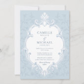 Faire invitation de mariage à rayures bleues et bl (Devant)