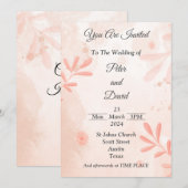 Faire invitation de mariage, aquarelle rose (Devant / Derrière)