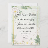 Faire invitation de mariage, aquarelle verte (Devant)