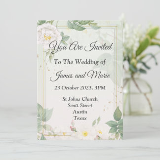 Faire invitation de mariage, aquarelle verte