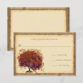 Faire invitation de mariage arbre à cœur prune cor (Devant / Derrière)