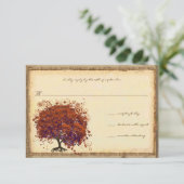 Faire invitation de mariage arbre à cœur prune cor (Debout devant)