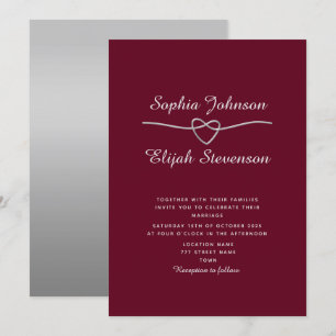 Faire invitation de mariage argent et burgundy