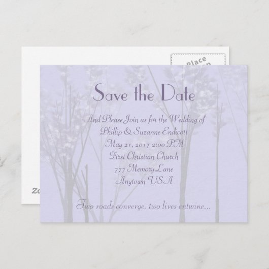 Faire invitation de mariage - Art de l'arbre lavan (Devant / Derrière)