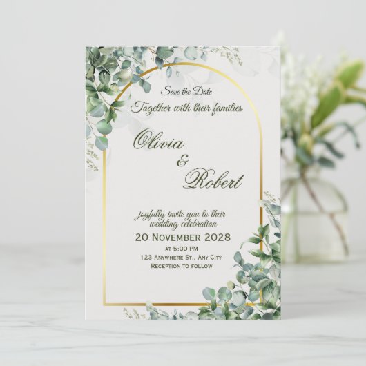 Faire invitation de mariage au eucalyptus (Debout devant)